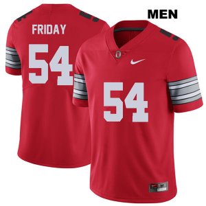 Men's NCAA Ohio State Buckeyes Tyler Friday #54 College Stitched 2018 Spring Game Authentic Nike Red Football Jersey BE20U87LO